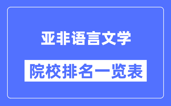 亞非語言文學專業考研院校排名一覽表